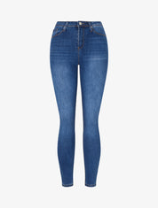 Jean skinny délavé taille haute - Bleu denim - 1