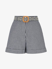 Short droit à rayures - Gris - 1