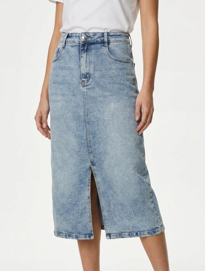 Ausgewaschener Jeansrock - Blau