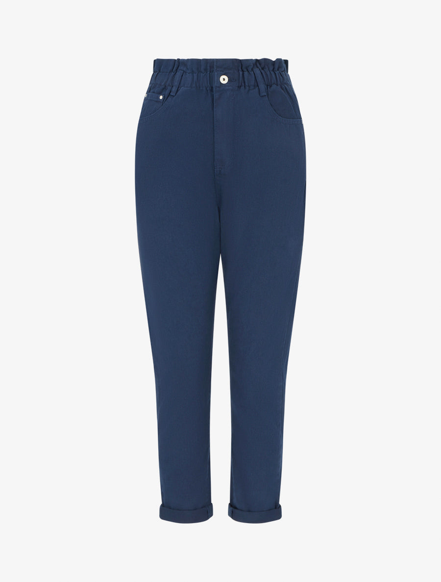 Jean paperbag à taille haute - Marine - 1