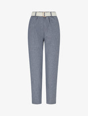 Pantalon élastiqué à rayures - Bleu gris - 1