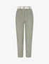 Pantalon élastiqué à rayures - Kaki - 1