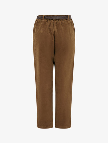 Pantalon style paper bag effet velours côtelé - Camel - 2
