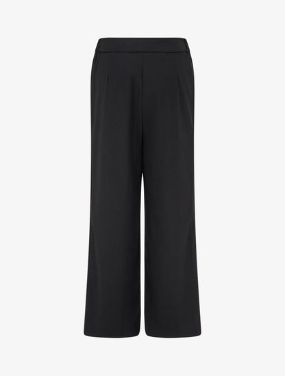 Pantalon ample taille haute à détail simili - Noir - 2