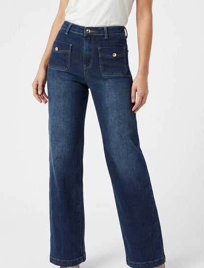 Ausgewaschene Jeans im Wide-Leg-Schnitt - Rohblau