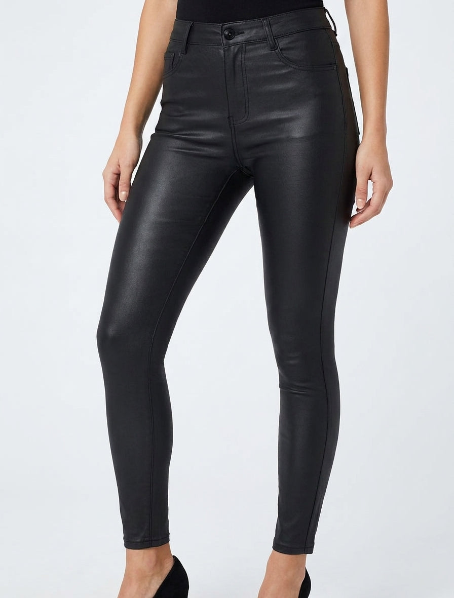 Beschichtete Röhrenhose - Schwarz