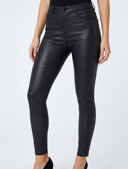 Beschichtete Röhrenhose - Schwarz