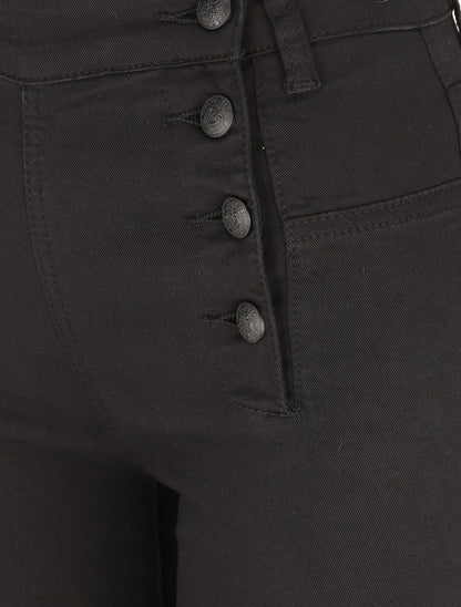 Jean à fermeture boutonnée sur les côtés coupe droite - Noir - 3
