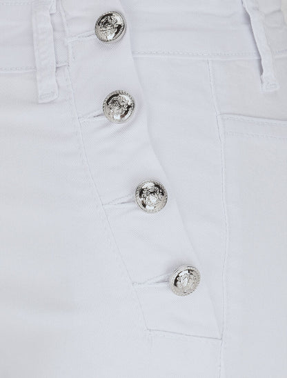Jean à boutons sur les côtés coupe droite - Blanc - 3
