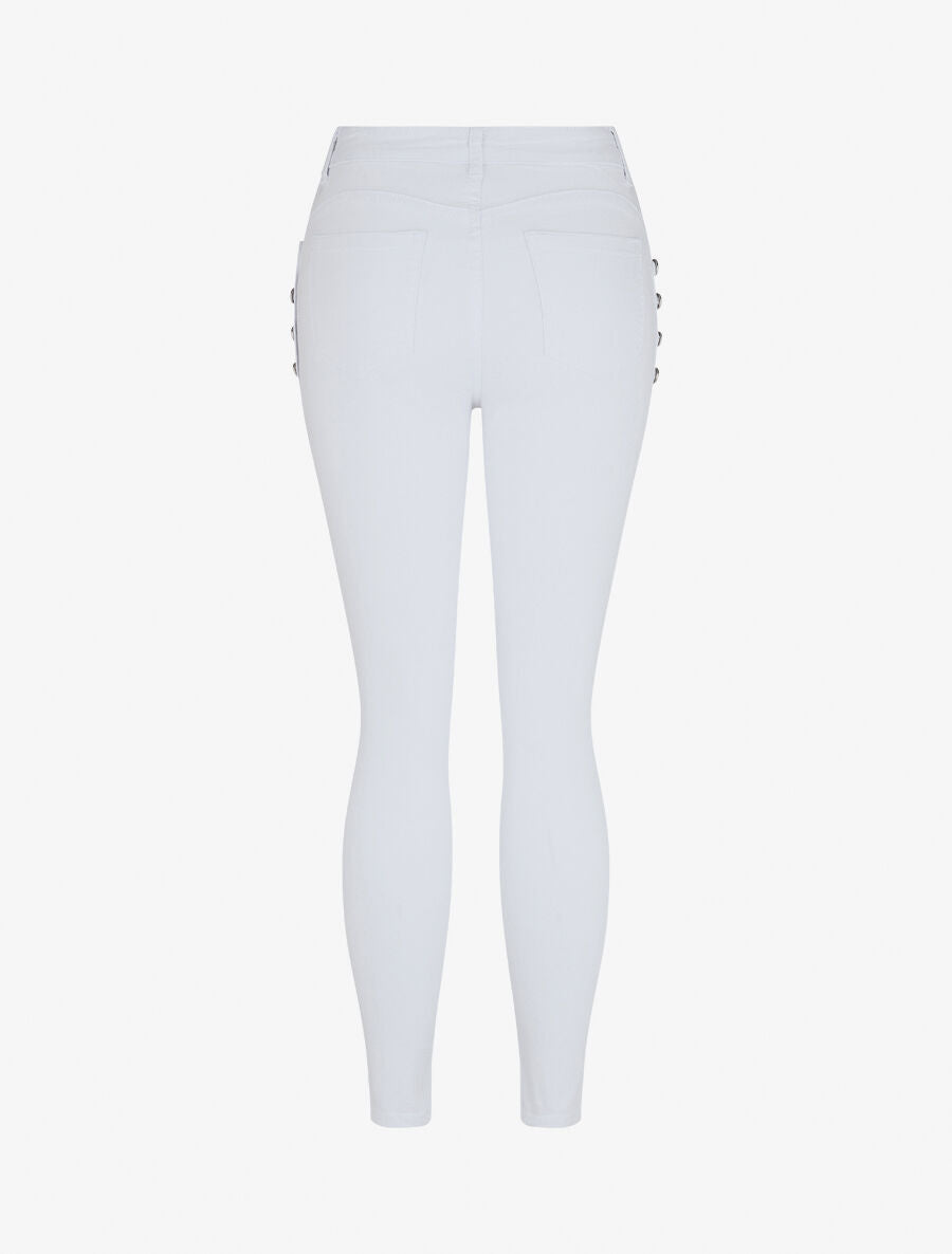 Jean à fermeture boutonnée coupe skinny - Blanc - 2