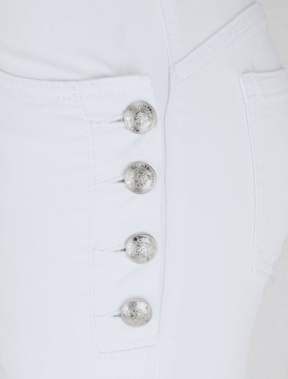 Jean à fermeture boutonnée coupe skinny - Blanc - 3