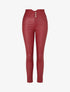 Pantalon uni en simili à 3 boutons - Bordeaux - 1
