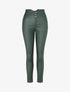Pantalon uni en simili à 3 boutons - Vert sapin - 5