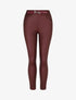 Pantalon uni en simili à détail bijou - Lie de vin - 1
