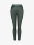 Pantalon uni en simili à détail bijou - Vert sapin - 1