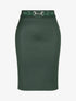Jupe droite fendue en simili - Vert sapin - 1