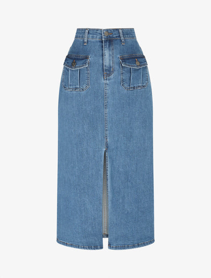 Jupe fendue à poches à l&