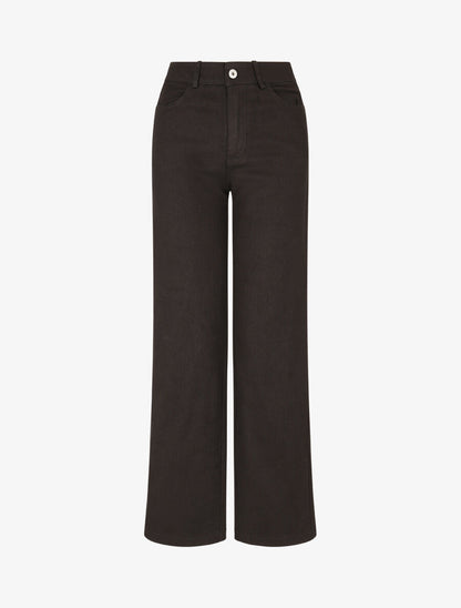 Jean wide leg taille haute coupe droite - Noir - 4