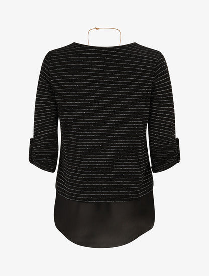 Pull fin à rayures irisées - Noir - 2