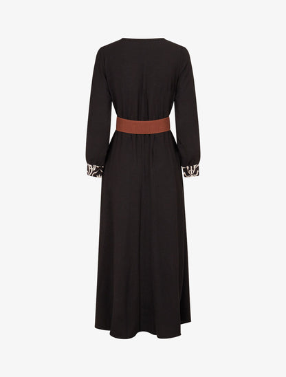 Robe longue à pans imprimé baroque - Noir - 2