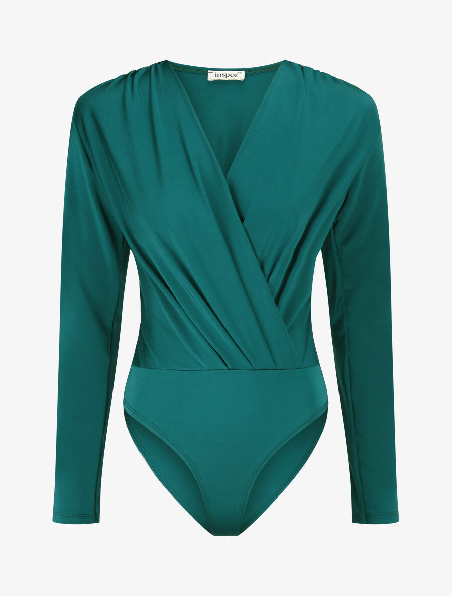Body satiné cache coeur - Vert sapin - 4