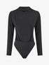 Body satiné col montant drapé - Noir - 1