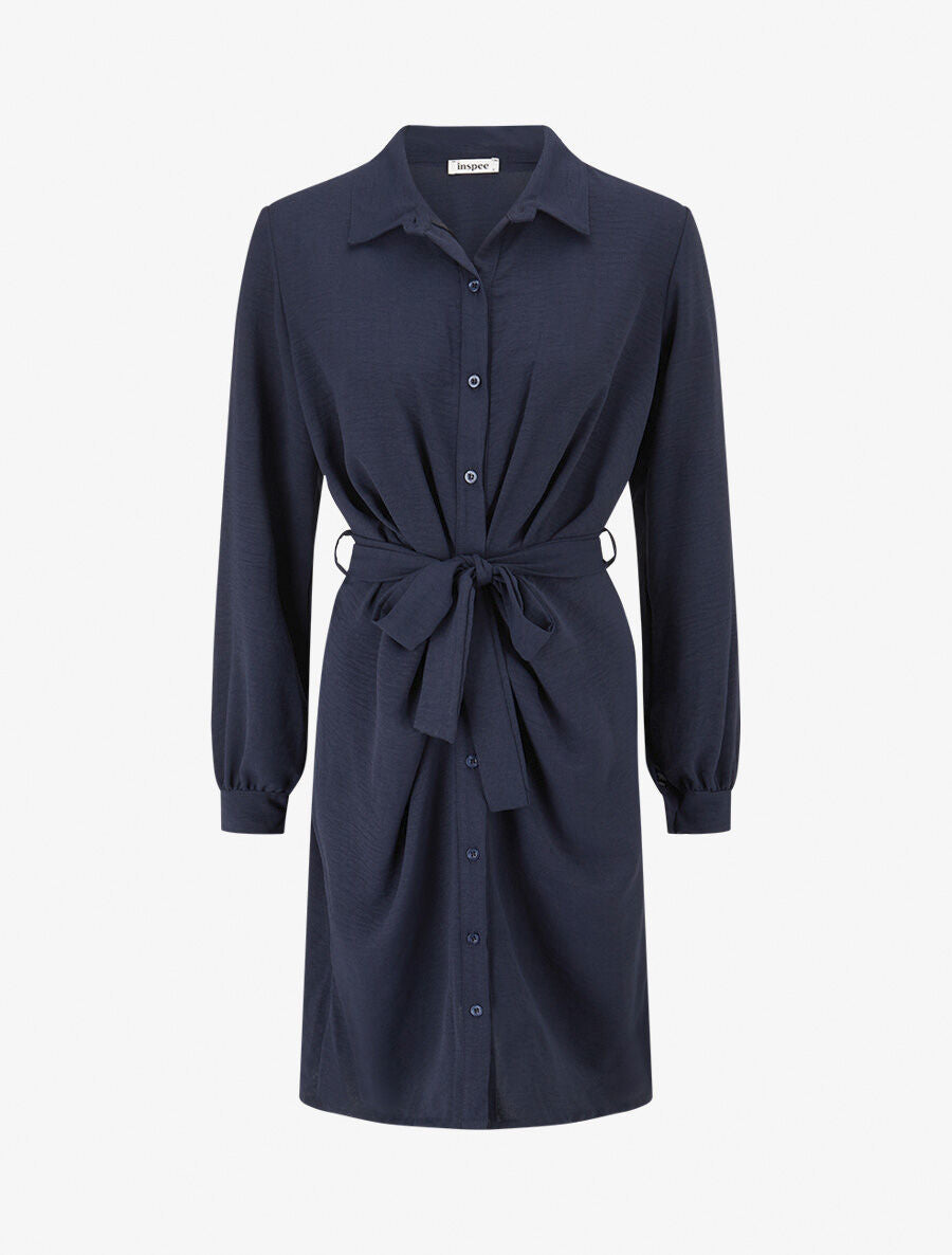 Robe chemise effet drapé - Marine - 1