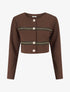 Veste courte à bandes stylisées dorées - Marron - 1