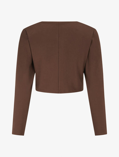 Veste courte à bandes stylisées dorées - Marron - 2