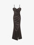 Robe longue fendue à col V - Noir - 1