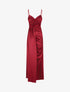 Robe longue fendue à fines bretelles - Bordeaux - 4