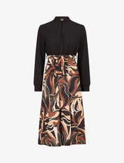 Robe imprimée à buste chemise - Noir - 4