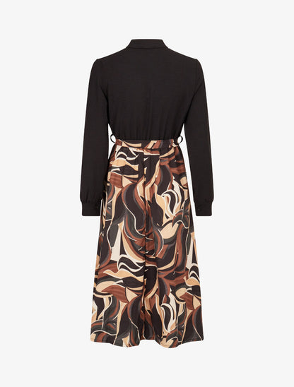 Robe imprimée à buste chemise - Noir - 2