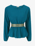 Blouse élastiquée à bande irisée - Bleu canard - 1