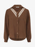 Chemise unie à col brodé - Marron - 4