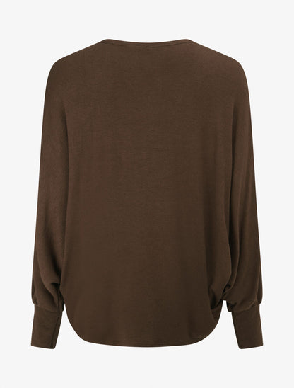 Gilet uni à manches dolman - Marron - 2