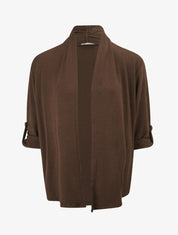 Gilet long uni à manches retroussables - Marron - 5