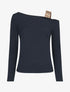 Pull fin à bretelle irisée imprimé graphique - Marine - 1