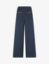 Pantalon droit à poches brodées - Marine - 1