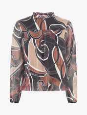 Blouse irisée et imprimé graphique - Noir - 1