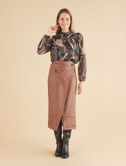 Blouse irisée et imprimé graphique - Noir - 4