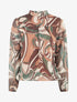 Blouse irisée et imprimé graphique - Marron - 1