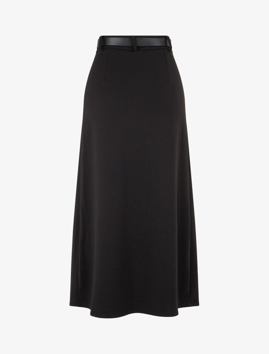 Jupe droite uni fendue - Noir - 2