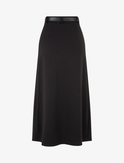 Jupe droite uni fendue - Noir - 2