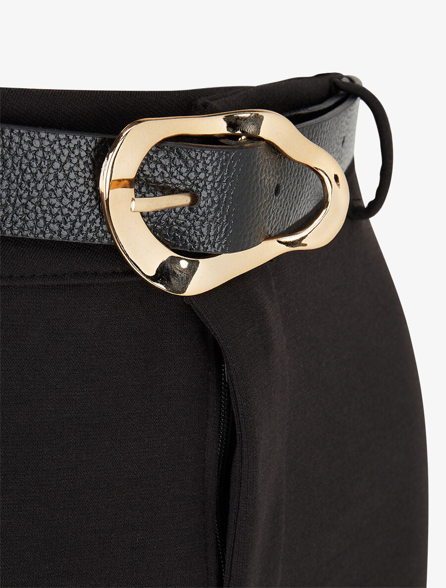 Jupe droite uni fendue - Noir - 3