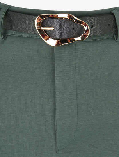 Jupe droite uni fendue - Kaki - 3