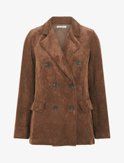 Veste uni en velours - Marron - 1