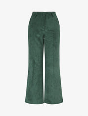 Pantalon uni en velours - Vert - 4