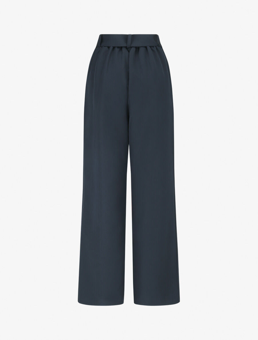 Pantalon ceinturé à taille élastiquée - Marine - 2