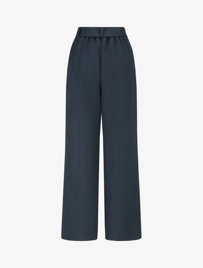 Pantalon ceinturé à taille élastiquée - Marine - 2